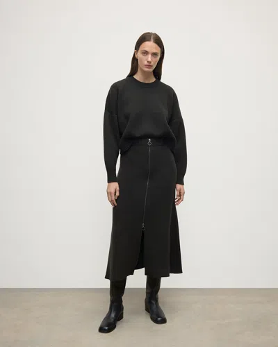 Johnstons Of Elgin A-line Milano Mid Grey Cashmere Skirt In Black