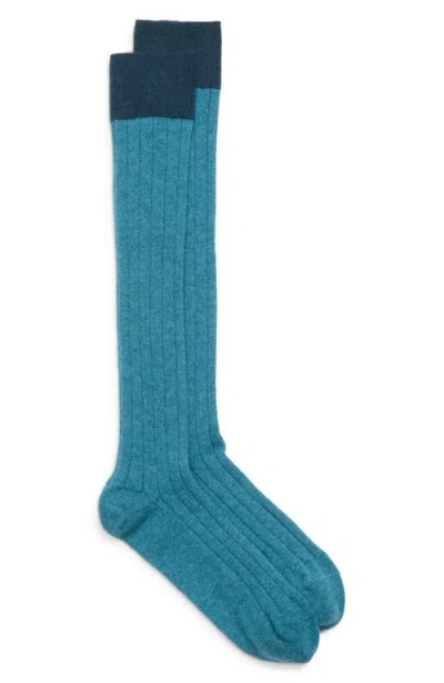 Johnstons Of Elgin Ainsley Cashmere Blend Knee Socks In Blue