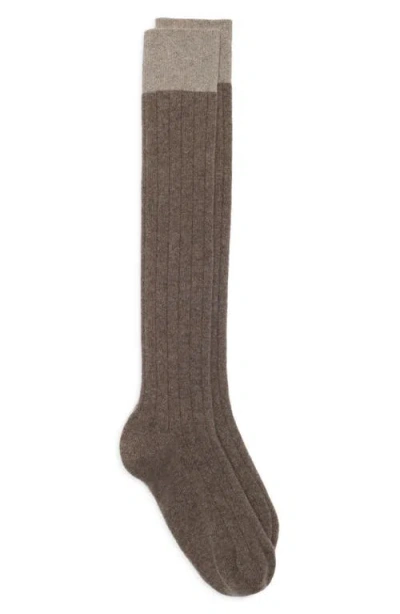 Johnstons Of Elgin Ainsley Cashmere Blend Knee Socks In Pebble