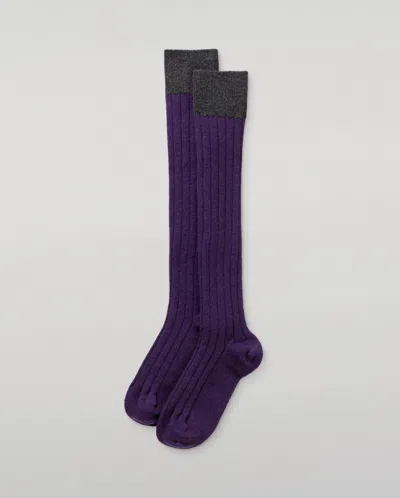 Johnstons Of Elgin Ainsley Women's Long Purple Cashmere Socks In Transparent