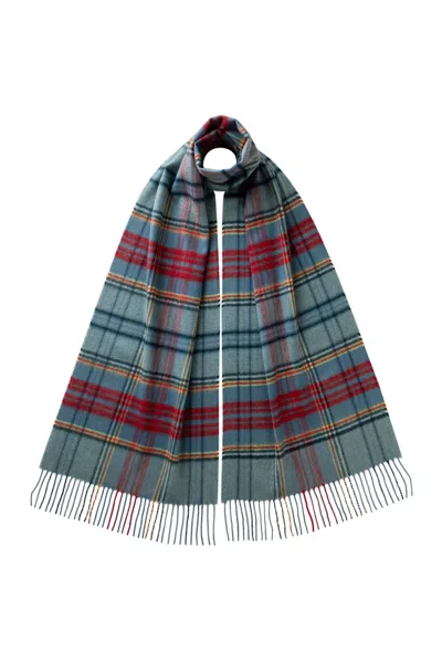 Johnstons Of Elgin Anderson Tartan Wide Cashmere Scarf In Green