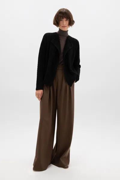 Johnstons Of Elgin Aran Cable Cashmere Waterfall Cardigan In Gray