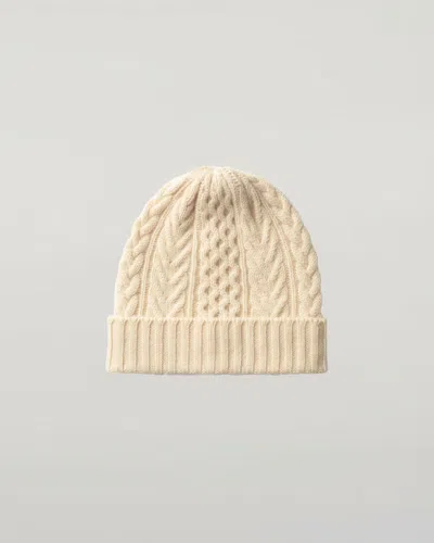 Johnstons Of Elgin Aran Cable Cream Cashmere Beanie In White