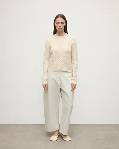 Johnstons Of Elgin Aran Cable Cream Cashmere Jumper In Neutral