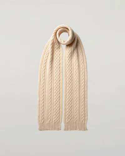 Johnstons Of Elgin Aran Cable Cream Cashmere Scarf In Brown