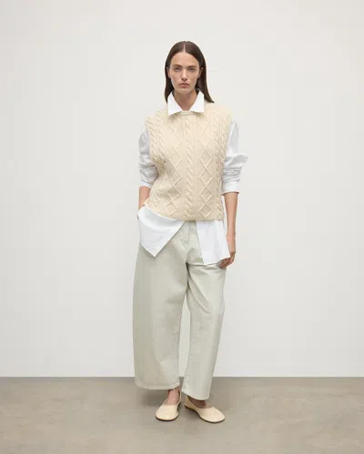 Johnstons Of Elgin Aran Cable Cream Cashmere Tank In Neutral