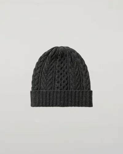 Johnstons Of Elgin Aran Cable Dark Grey Cashmere Beanie In Gray