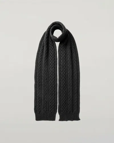 Johnstons Of Elgin Aran Cable Dark Grey Cashmere Scarf In Gray