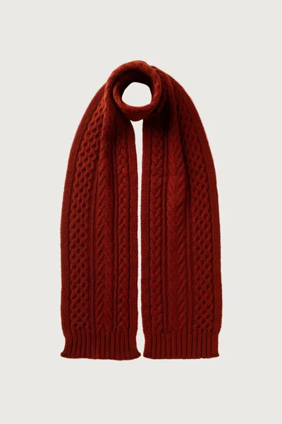 Johnstons Of Elgin Aran Cable Dark Red Cashmere Scarf