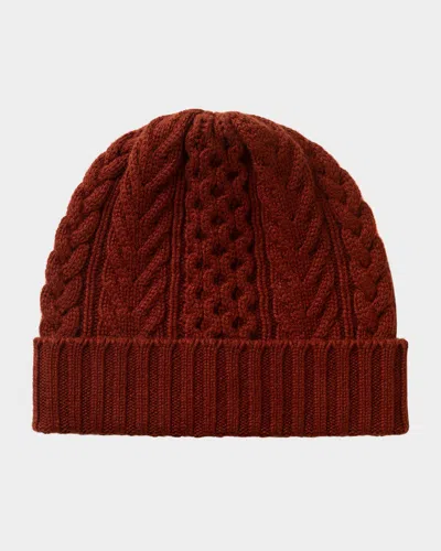 Johnstons Of Elgin Aran Cable Knit Cashmere Beanie In Burgundy