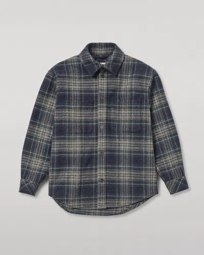 Johnstons Of Elgin Atholl Navy & Bottle Green Plaid Overshirt In Blue