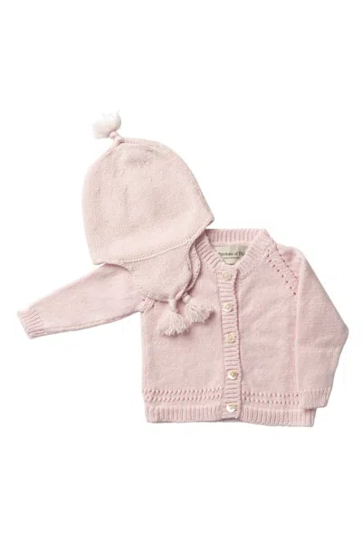 Johnstons Of Elgin Baby's Pink Cashmere Cardigan Gift Set In Blush Pink
