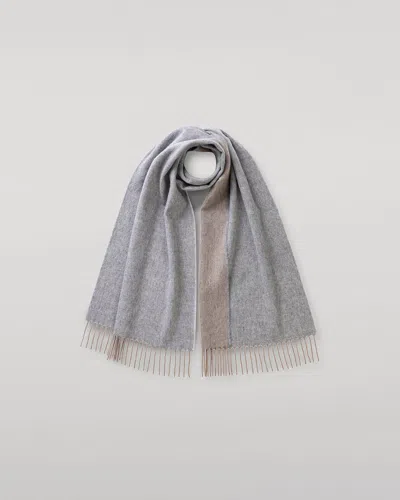 Johnstons Of Elgin Bard Natural & Grey Cashmere Scarf In Purple