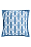 Johnstons Of Elgin Basket Weave Jacquard Wool & Cashmere Accent Pillow In Sapphire White