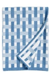 Johnstons Of Elgin Basket Weave Jacquard Wool & Cashmere Throw Blanket In Sapphire White