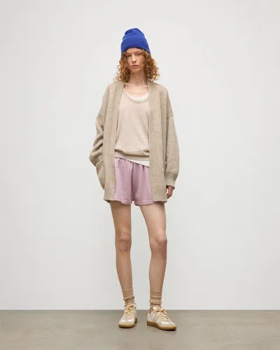 Johnstons Of Elgin Bay Natural Marl Cashmere & Cotton Cardigan In Brown