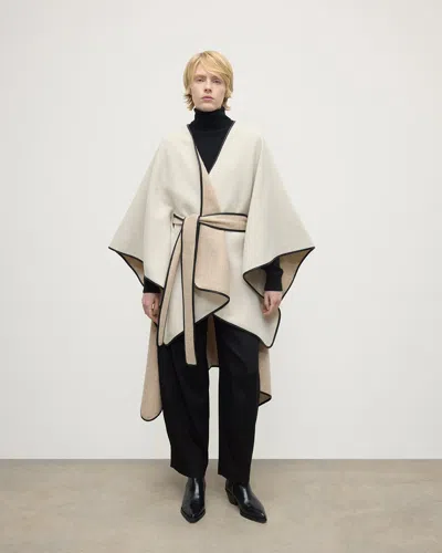 Johnstons Of Elgin Belted Cream Wool & Cashmere Cape In White