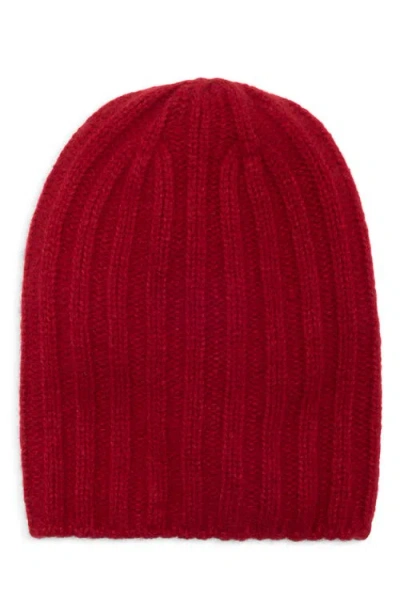 Johnstons Of Elgin Bhaltair Cashmere & Silk Rib Beanie In Red