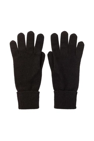 Johnstons Of Elgin Black Cashmere Gloves With Turnback Cuffs In Brown