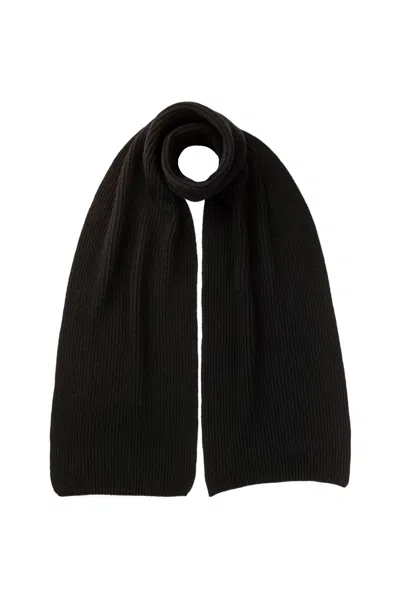 Johnstons Of Elgin Black Cashmere Ribbed Scarf