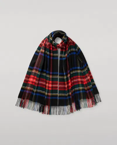 Johnstons Of Elgin Black Stewart Tartan Cashmere Stole