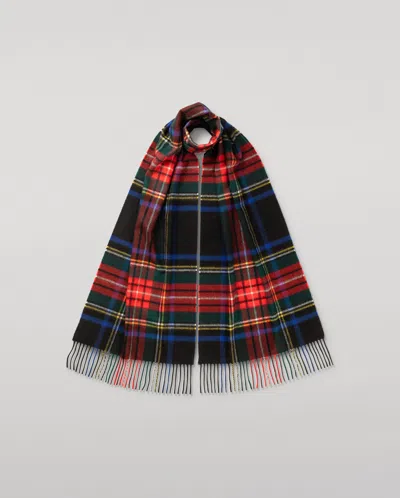 Johnstons Of Elgin Black Stewart Tartan Wide Cashmere Scarf In Multi