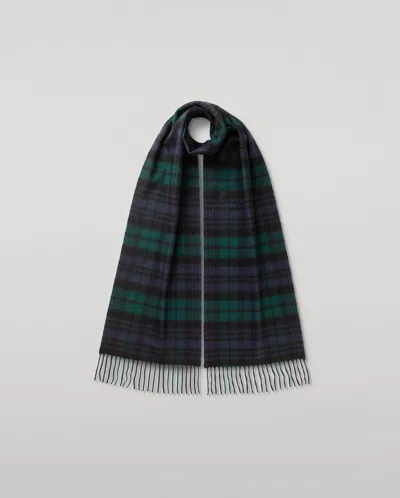 Johnstons Of Elgin Black Watch Tartan Cashmere Scarf In Blue