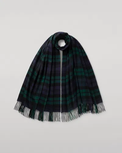 Johnstons Of Elgin Black Watch Tartan Cashmere Stole In Blue