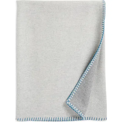 Johnstons Of Elgin Blanket Stitch Reversible Wool & Cashmere Throw Blanket In Gray