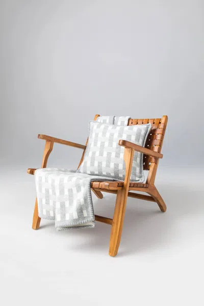 Johnstons Of Elgin Blanket Stitched Basketweave Throw In Light Grey In Gray