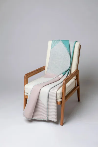 Johnstons Of Elgin Blanket Stitched Geometric Throw In Playful Pastel In Green