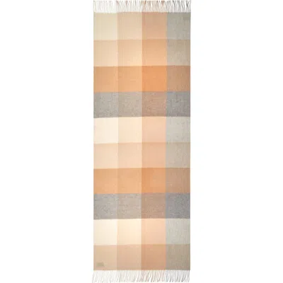 Johnstons Of Elgin Block Check Cashmere Fringe Scarf In Camel