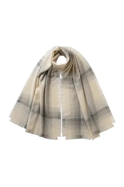 Johnstons Of Elgin Blurred Bouclé White Scarf In Neutral