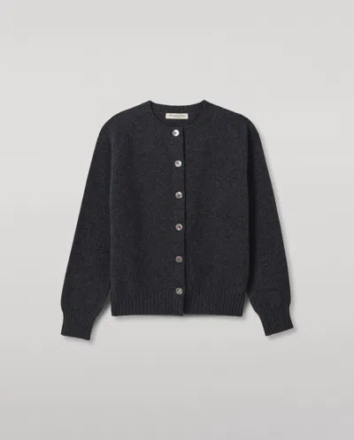 Johnstons Of Elgin Blyth Grey Lambswool Cardigan In Black