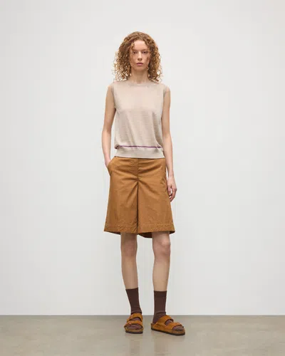 Johnstons Of Elgin Brae Natural Merino Sleeveless Tank In Brown