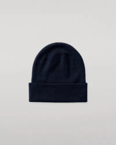 Johnstons Of Elgin Braemar Dark Navy Cashmere Beanie In Blue