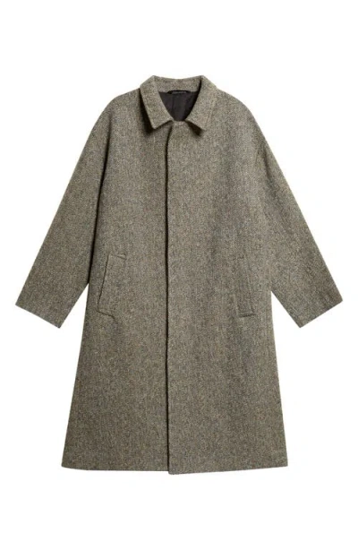 Johnstons Of Elgin Brodie Herringbone Wool Coat In Gray