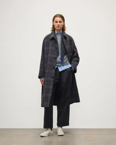 Johnstons Of Elgin Brodie Indigo & Bitter Chocolate Wool Car Coat In Multi