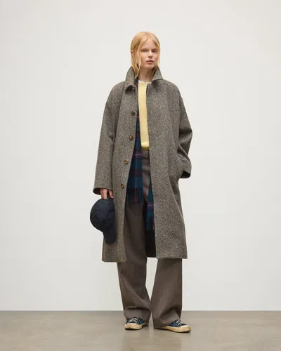 Johnstons Of Elgin Brodie Wool Car Coat | Rust & Petrol Herringbone In Gray