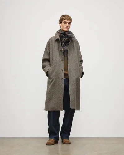 Johnstons Of Elgin Brodie Wool Car Coat | Rust & Petrol Herringbone In Brown