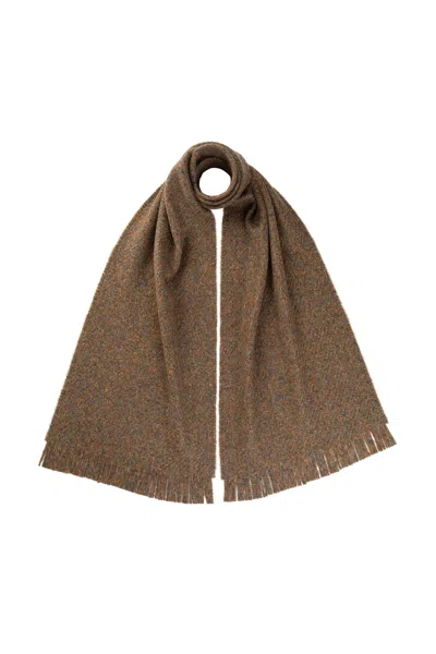 Johnstons Of Elgin Brushed Bouclé Brown Cashmere Silk Scarf