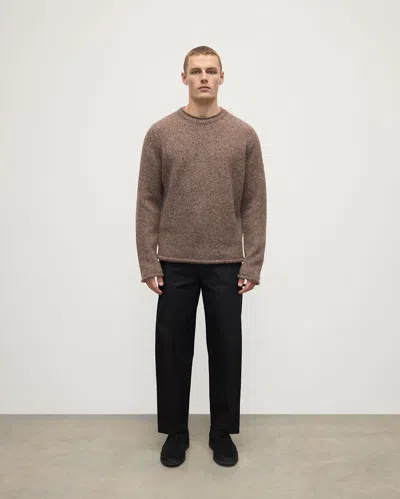Johnstons Of Elgin Crew Neck Rolled Trims Sweater In Brown