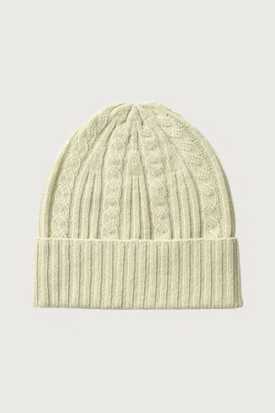 Johnstons Of Elgin Cable & Rib Light Green Cashmere Beanie