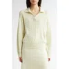 Johnstons Of Elgin Cable Knit Johnny Collar Cashmere Sweater In Lemon