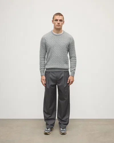 Johnstons Of Elgin Cable Knit Light Grey Cashmere Jumper In Gray