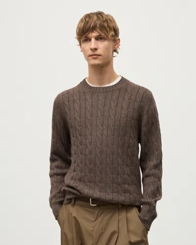 Johnstons Of Elgin Calder Brown Cable Cashmere Jumper In Multi