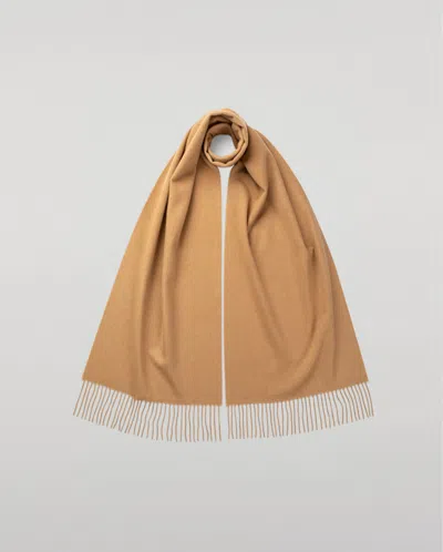 Johnstons Of Elgin Camel Wide Cashmere Scarf In Brown
