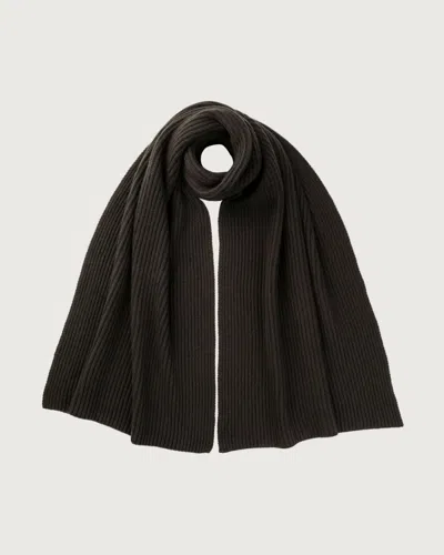Johnstons Of Elgin Cardigan Stitch Dark Grey Cashmere Scarf In Brown