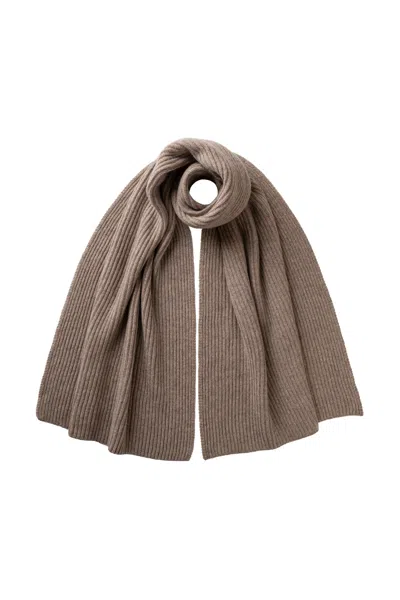 Johnstons Of Elgin Cardigan Stitch Light Brown Cashmere Scarf
