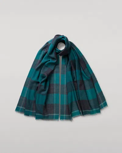 Johnstons Of Elgin Carnbee Large Gingham Green Cashmere Scarf